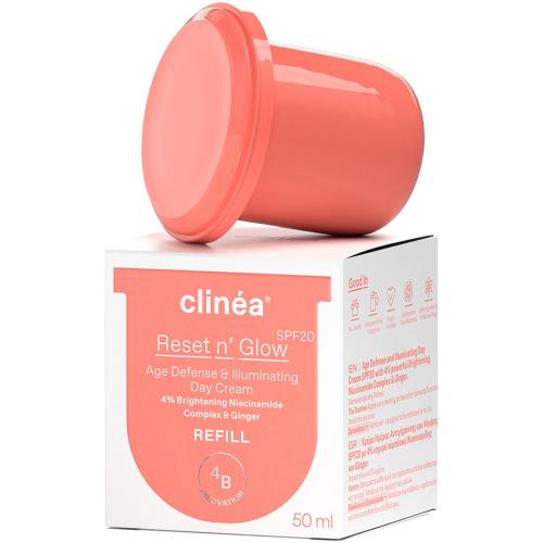 Clinea Reset n' Glow Age Defense & Illuminating Day Cream Spf20 Refill Αντιγηραντική Κρέμα Ημέρας Προσώπου για Επαναφορά της Λάμψης 50ml